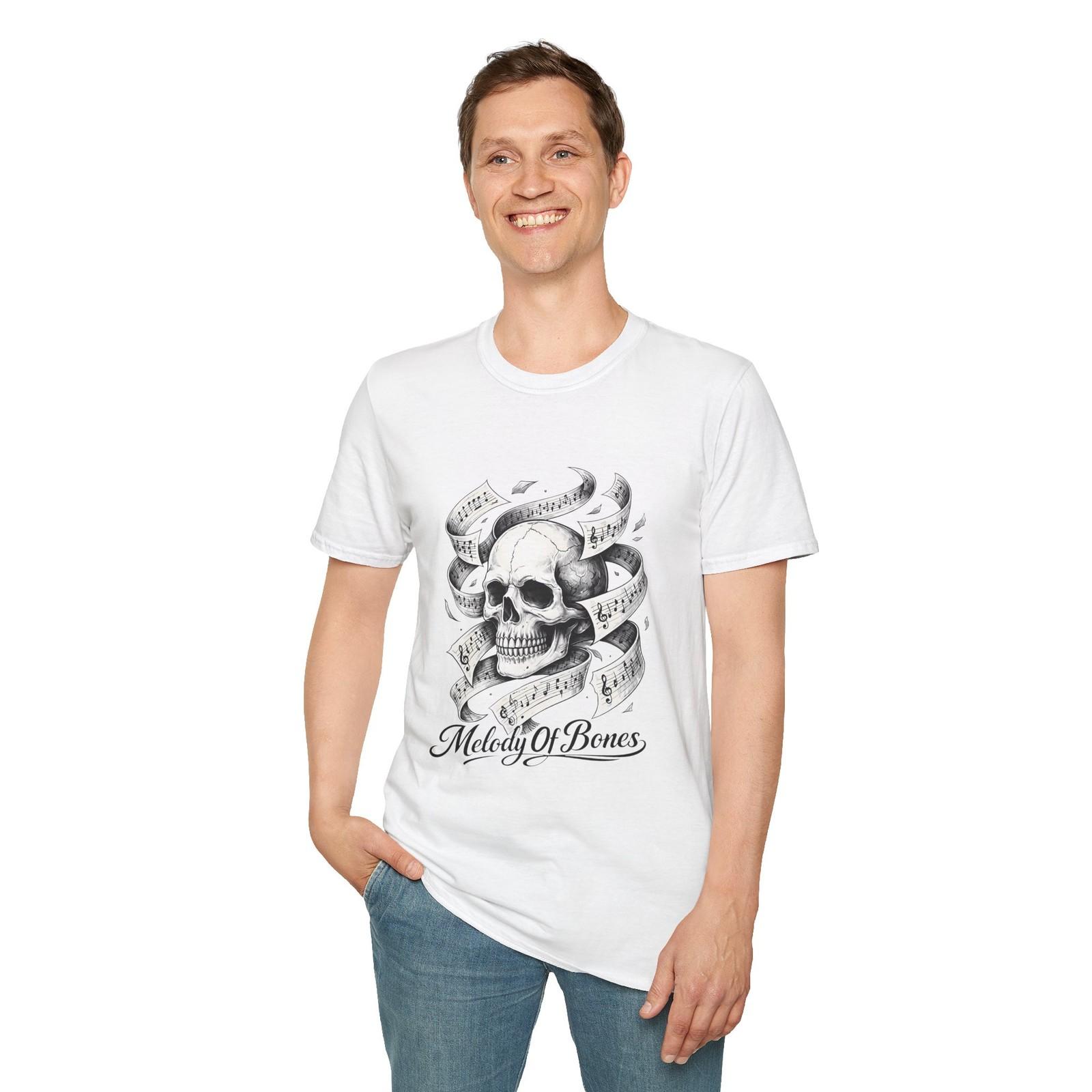 Unisex Softstyle T-Shirt Skull Music Notes Gothic Tattoo Rock Metal Sheet Music S разноцветный