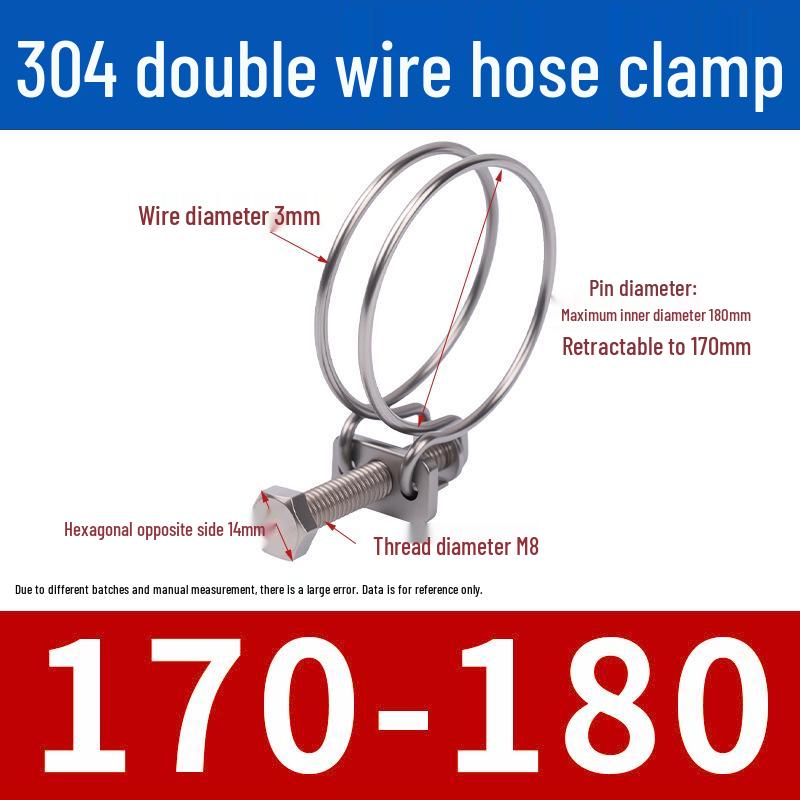 Doppeldraht-Schlauchschelle aus Edelstahl für Feuer-, Wasser-, Gasleitungen - Verdickt