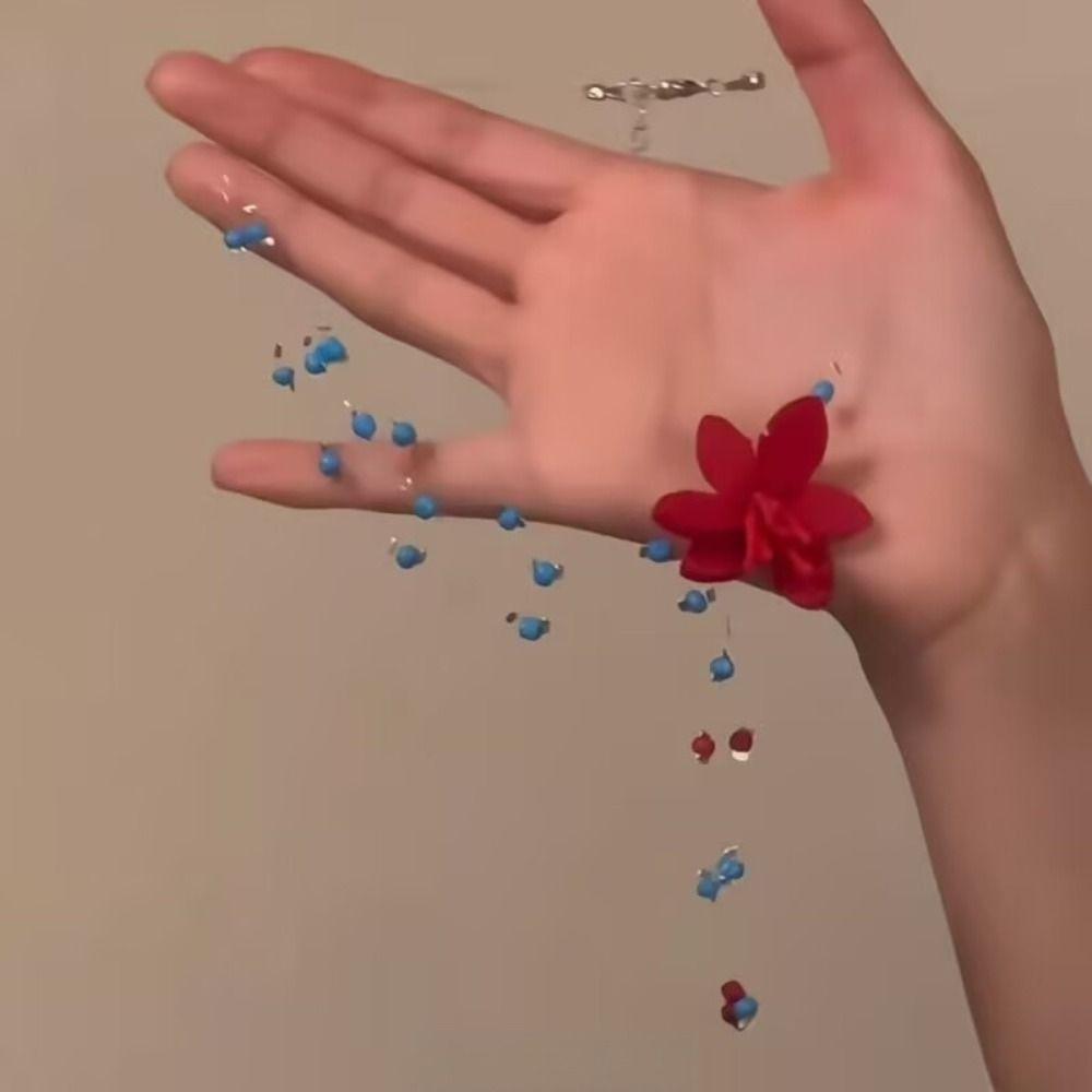 Contrasting Color Collarbone Chain High-end Women's Necklace Elegant Beaded Flower Necklace  Women