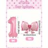 2pcs/Set 32" Pearlescent Pink Number & Bow Foil Balloon, Suitable For Birthday, Valentine's Day, Anniversary Party Decorations