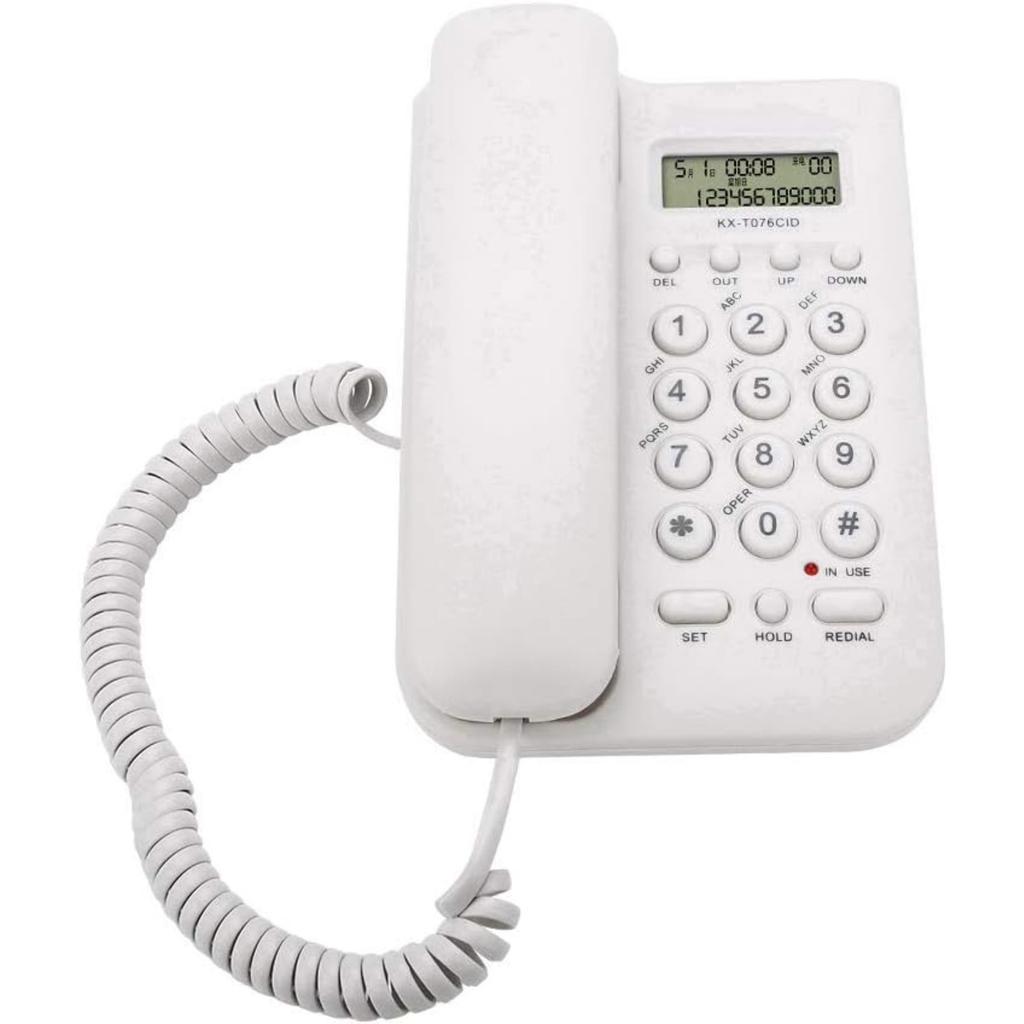 Schnurgebundenes Telefon, Tischtelefon Festnetztelefon Kabelgebundenes Telefon Wandtelefon mit Kabel und Anrufanzeige, /DTMF Dual-System, für Homeoffice Hotel(Weiß)