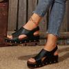 2025 New Women's Slope Heel Sandals Women's Summer New Rivet Fashion Casual Thick Bottom Sandals, Slippers