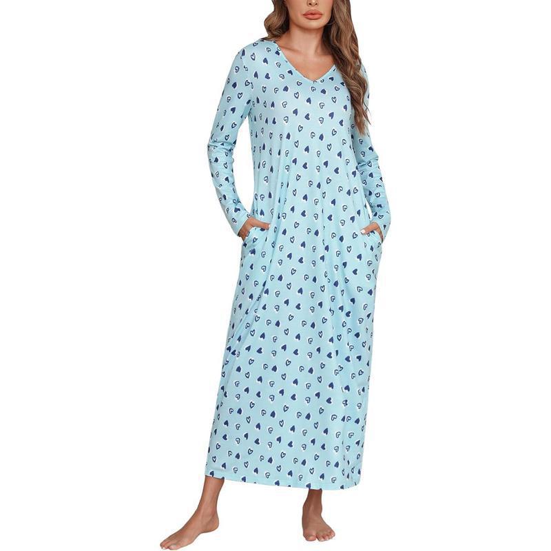 Women's Long-Sleeve Cotton Nightgown Pajamas