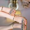 One-word rhinestone gold square head sandals women's open-toed sexy sparkling high heels 2025 summer new fairy style