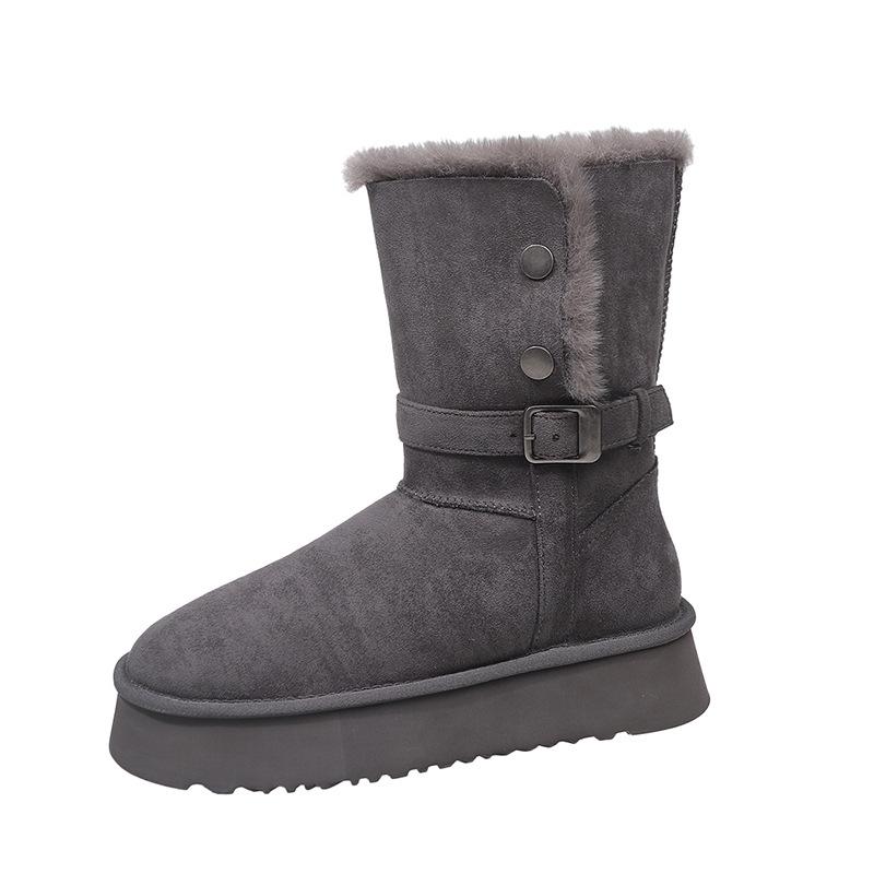 

Высокие зимние сапоги женские на толстой подошве увеличивают рост и подчеркивают стройность, из овчины, мех интегрированный, длинное голенище, северо-восточные теплые бархатные хлопковые сапоги, но до колена 40