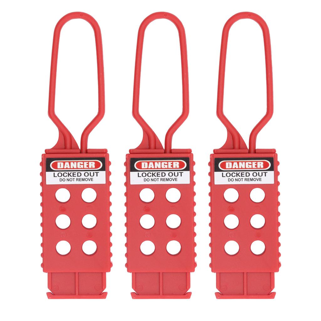 3 stk 6 hull Tagout-hasper Elektrisk isolasjons Lockout-hasp for nedstengningsvedlikehold 9 mm hulldiameter