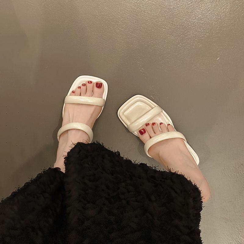 Fashion Versatile Open-toed Mid-heeled Sandals Women's Shoes 2025 New Summer Wear French Style with Skirt Cool Slippers