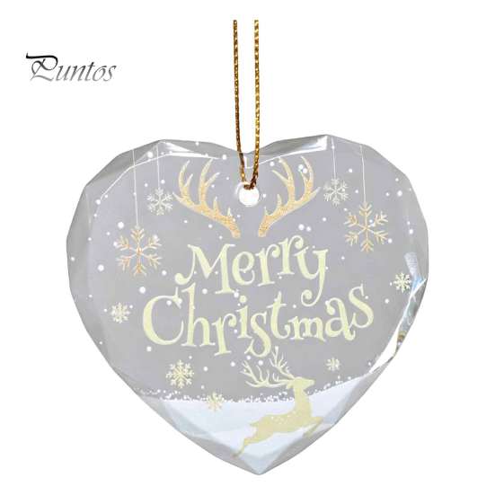 Warm Atmosphere Seasonal Decor Heart Shaped Christmas Ornaments, Crystal Santa Winter Scene Hanging Ornament, Transparent Holiday Ornaments Xmas Tree