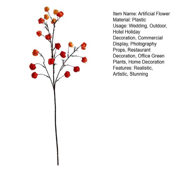 Künstliche Chinesische Laternenstiele Realistischer Oranger Falscher Koelreuteria Zweig 31,5 Zoll Hoch Kunstseidenstiele für Vase Bauernhaus Küchentisch Mittelstück
