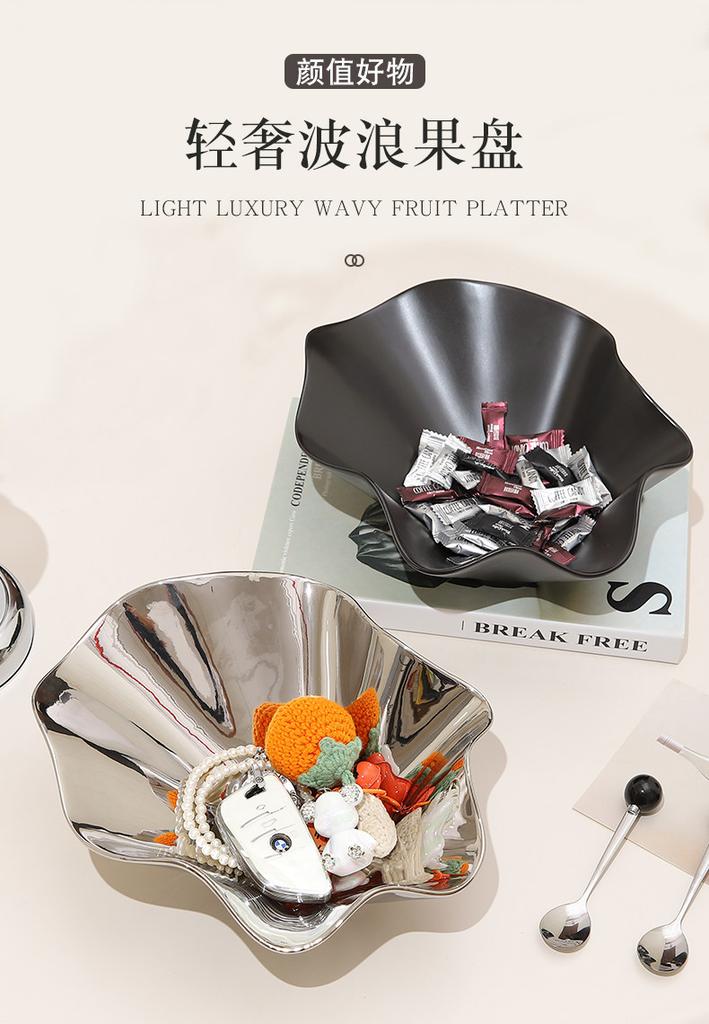 Geometric Folded Bowl Ceramic Fruit Plate Desk Storage Container Candy Bowl Silver Tray Trays Decorative Jewelry Dish