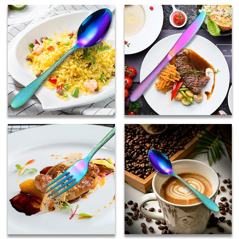 Stainless Steel Tableware 32-Piece Set Water Cube Four Main Pieces Steak Knife, Fork and Spoon