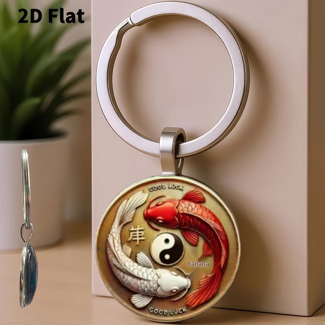 Auspicious Golden Carp Yin Yang Keychain & Ornament Accessory