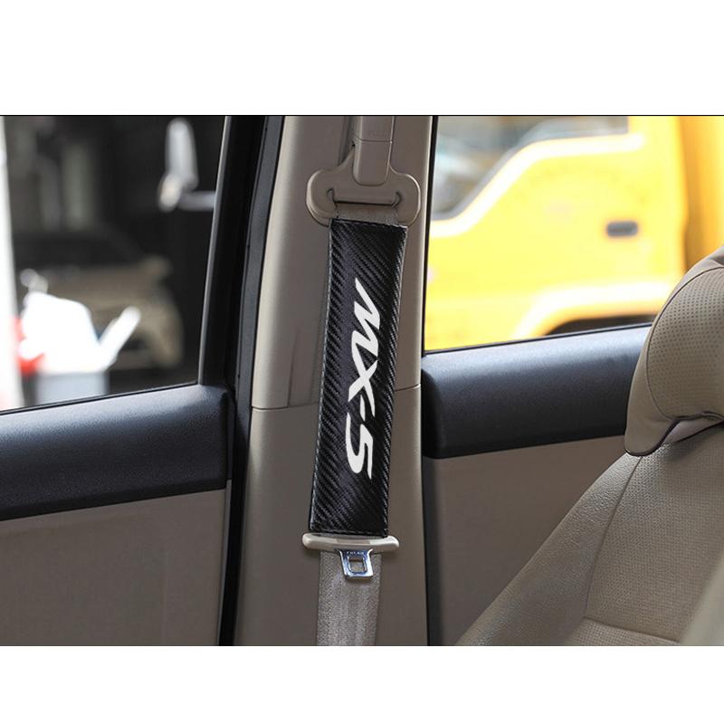 2pcs PU material carbon fiber texture Fashion Car Seat Belt Cover Car Seat belt shoulder Pads For Mazda MX5