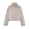 New elegant commuter-style faux leather effect short coat 1255768
