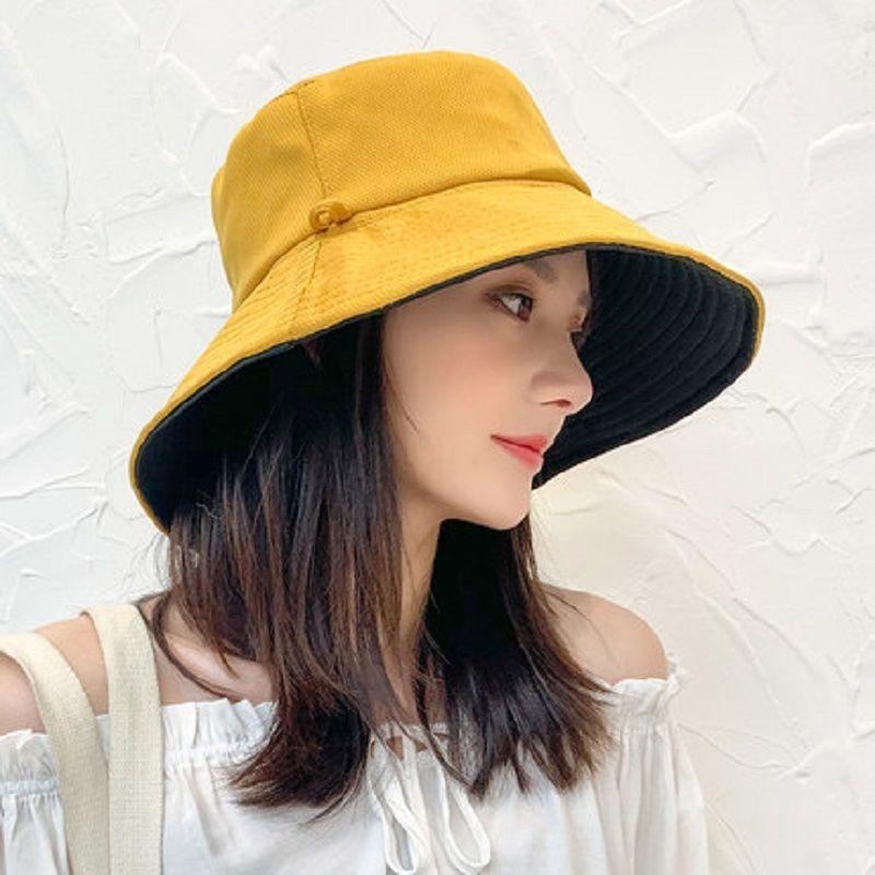 Women's Sun Hat Double-sided Bucket Hat Versatile Fashionable Minimalist Wide Brim Sun Protection Bucket Hat Spring/summer Style
