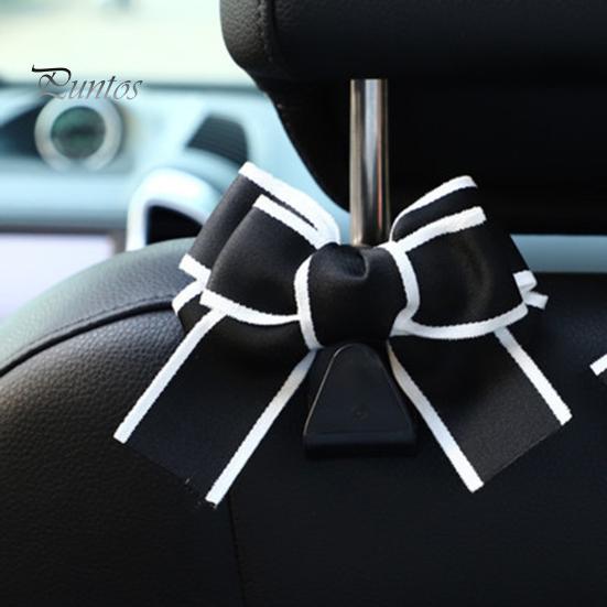 Car Headrest Hooks Purse Bag Hangers Universal Easy Installation Cute Bow Design Storage Hooks Auto Interior Decoration