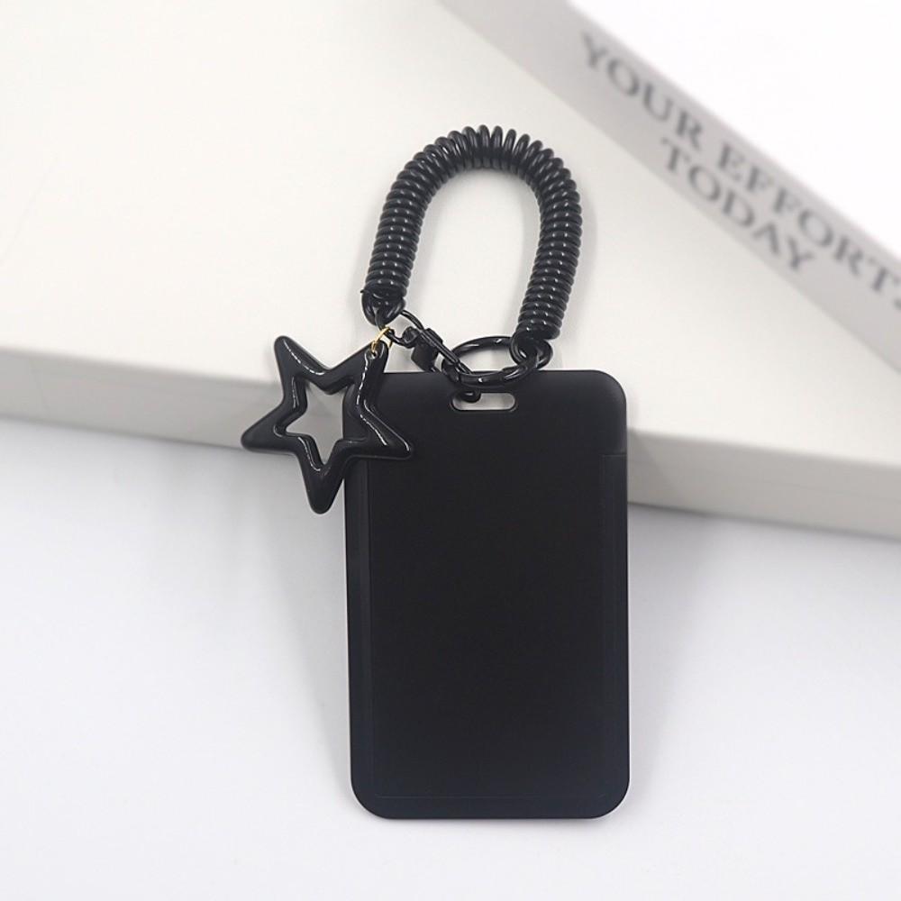 Colorful Kpop Photocard Holder Retractable Plastic Photo Display Holder Spring Lanyard with Star Keychain