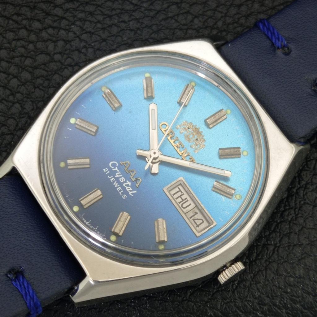 AUTOMATIC VINTAGE ORIENT AAA CRYSTAL JAPAN MENS ORIGINAL DIAL WATCH A707776-1