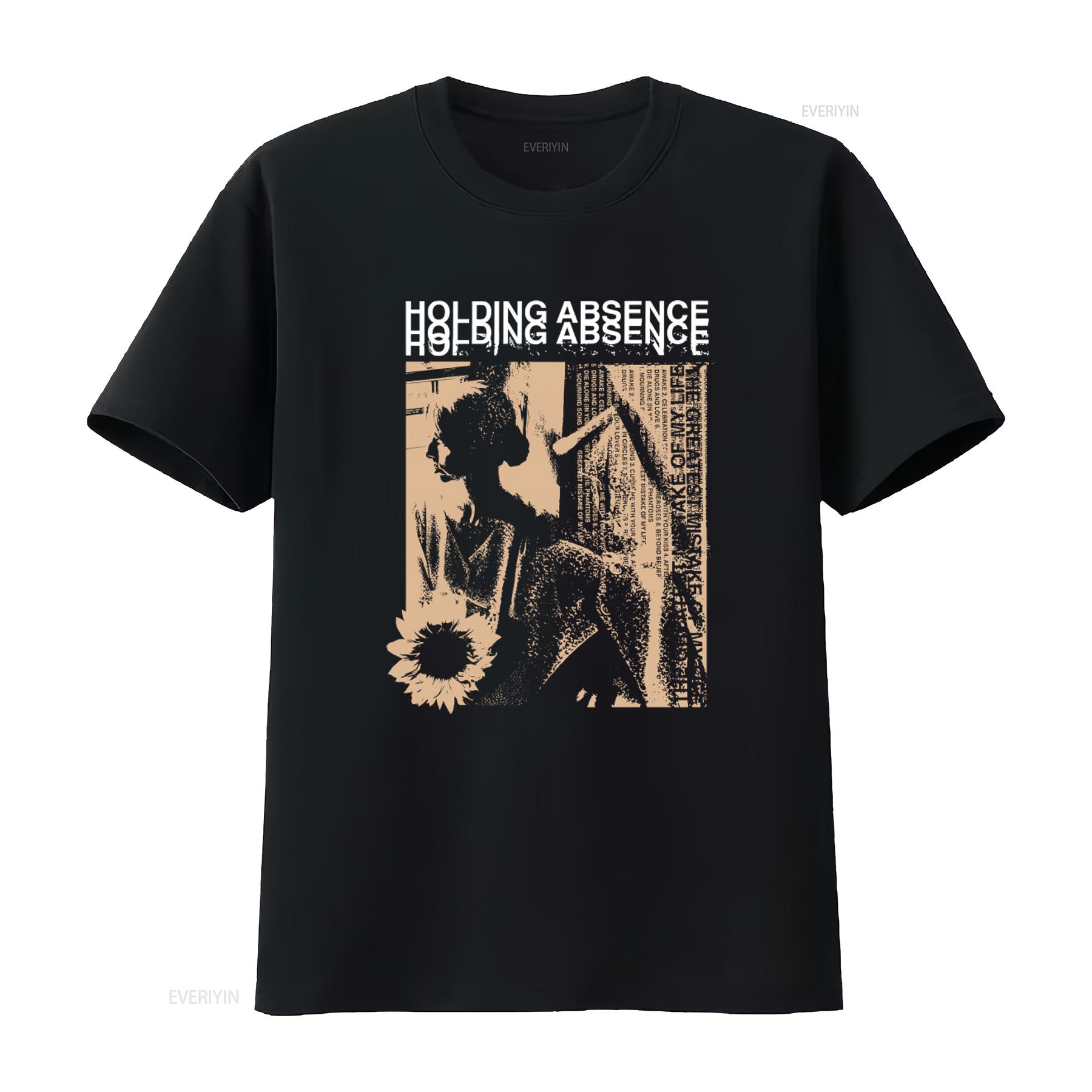 

Holding Absence Band T shirt Metal Music Inspired Design with Sunflower Typography Print Casual vintage Washed homme Slightly 4XL