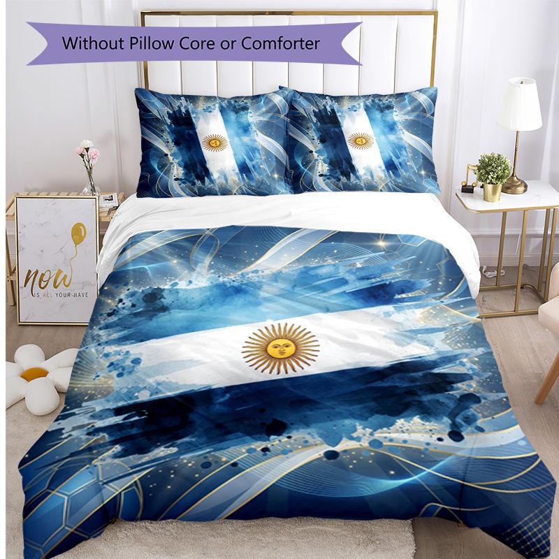 Set Biancheria da Letto Stampata Calcio Argentina 3 Pezzi Copriletto Traspirante Accogliente come Regalo per Inaugurazione Casa o Festa