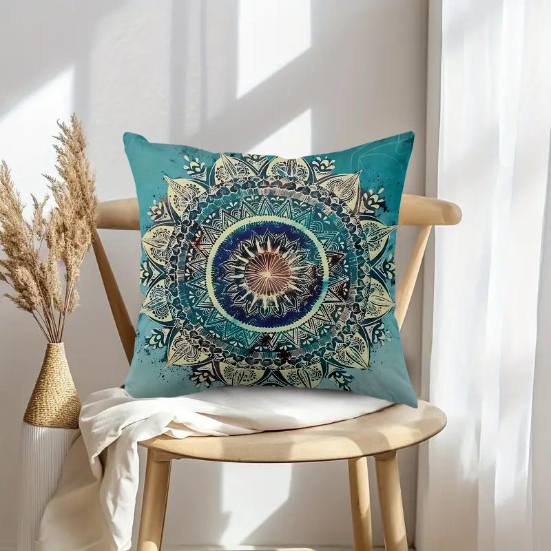 Vikama All-Season Mandala Blue Print Pillowcase Traditional Home Decor For Beds Sofas Lounge Chairs