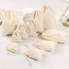 10pcs Natural Drawstring Cotton Gift Bag Miscellaneous Grain Jewelry Cosmetic Packaging Bag Festival Candy Reusable Sachet Sack