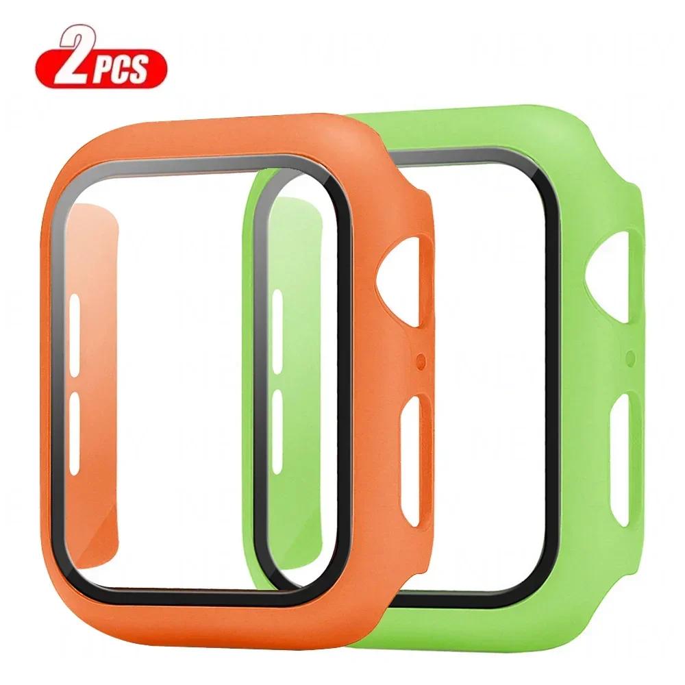 

2Pcs Tempered Glass+cover For Apple Watch Case 45-41-42-40-44mm Screen Protector iwatch serie 9 6 SE 7 8 Apple Watch Accessories Series 321 38MM
