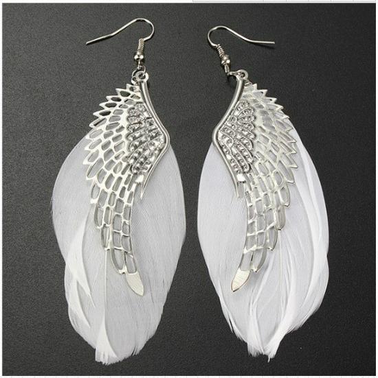 Angel Wings Feather Earrings: Fashionable Changeable Ornaments with a European-American Flair