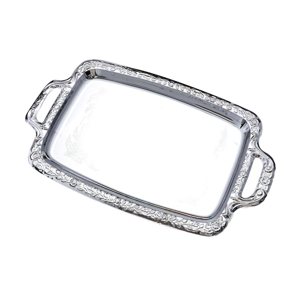 Stainless Steel Metal Tray Large Serving & Display Platter Elegant Silver Home Decor For Candy Charcuterie Dessert, Party