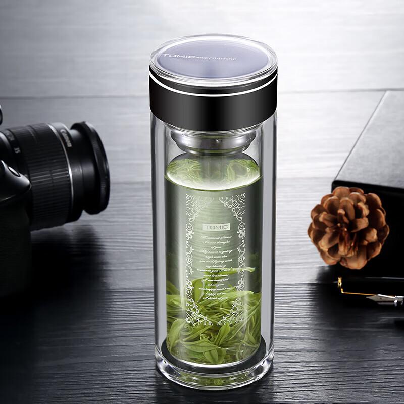 TOMIC TGL113201 Double Wall Glass Tea Infuser Bottle