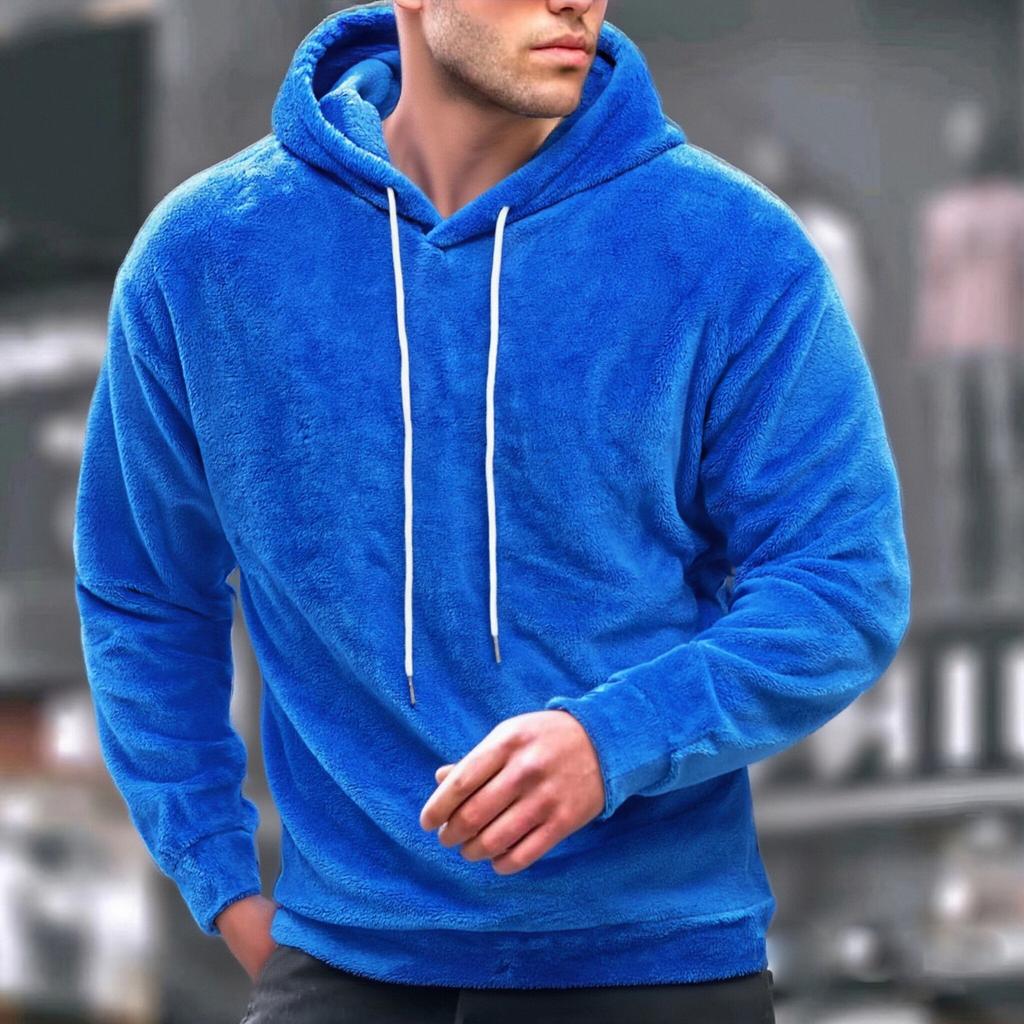 Men's Plus Size Hoodie Casual Stylish Coral Fleece Jacket For Fall Winter Comfortable Men's Outerwear