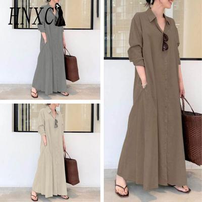Women's Long Shirt Dress Made of 100% Cotton Sizes: S-5XL Casual Dresses