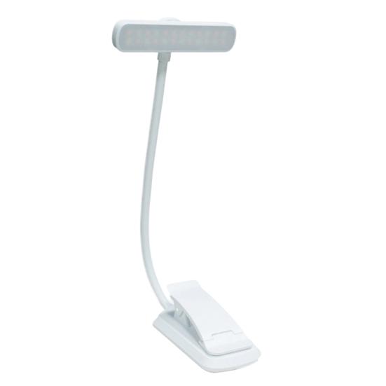 Study Room Table Lamp Clip-on Reading Light with Flexible Gooseneck, 24 LED 3 Color Eye Compact Bedside Caring Book Light, USB Rechargeable