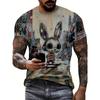 Summer Round Neck 3D Funny Animal Pattern Print Top Fashionable Casual Short Sleeved Men's T-shirts