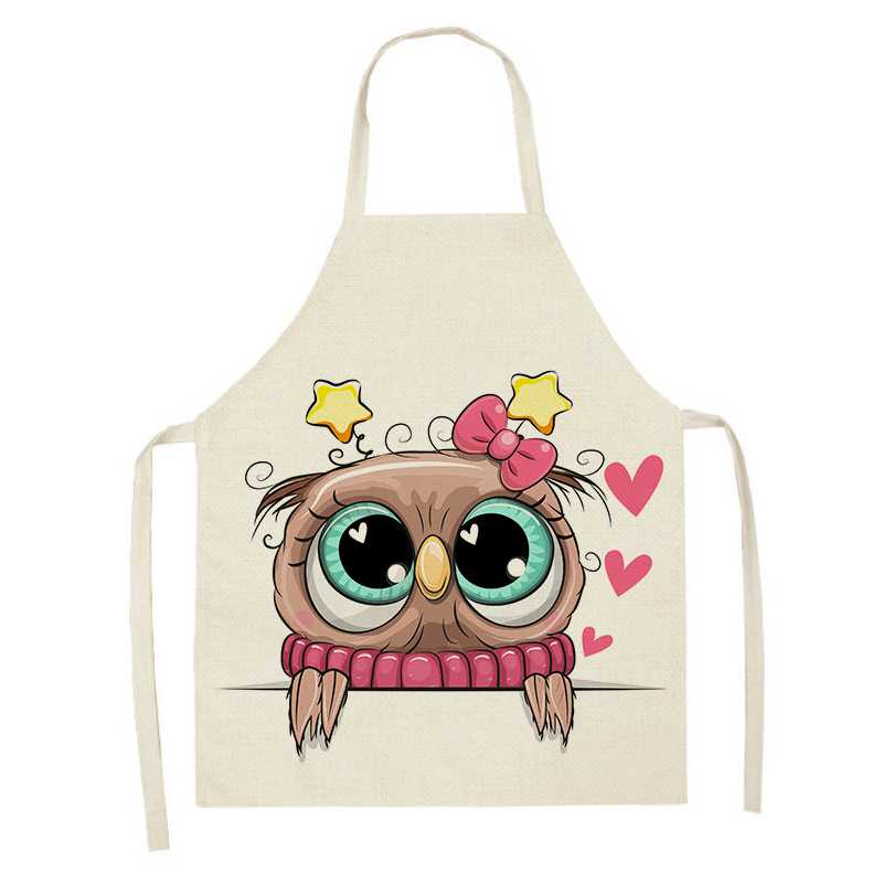 Cartoon Owl Printed Kitchen Apron Antifouling Waterproof Sleeveless Home Cleaning Tools Restaurant Chef Bib Cooking Accessories