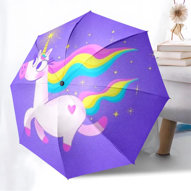 1 Stück Einhorn, Regenbogen Automatischer Öffnungs-/Schließschirm, Faltbarer Kompakter Schirm mit Leichtem Design für Damen/Herren yy251028163