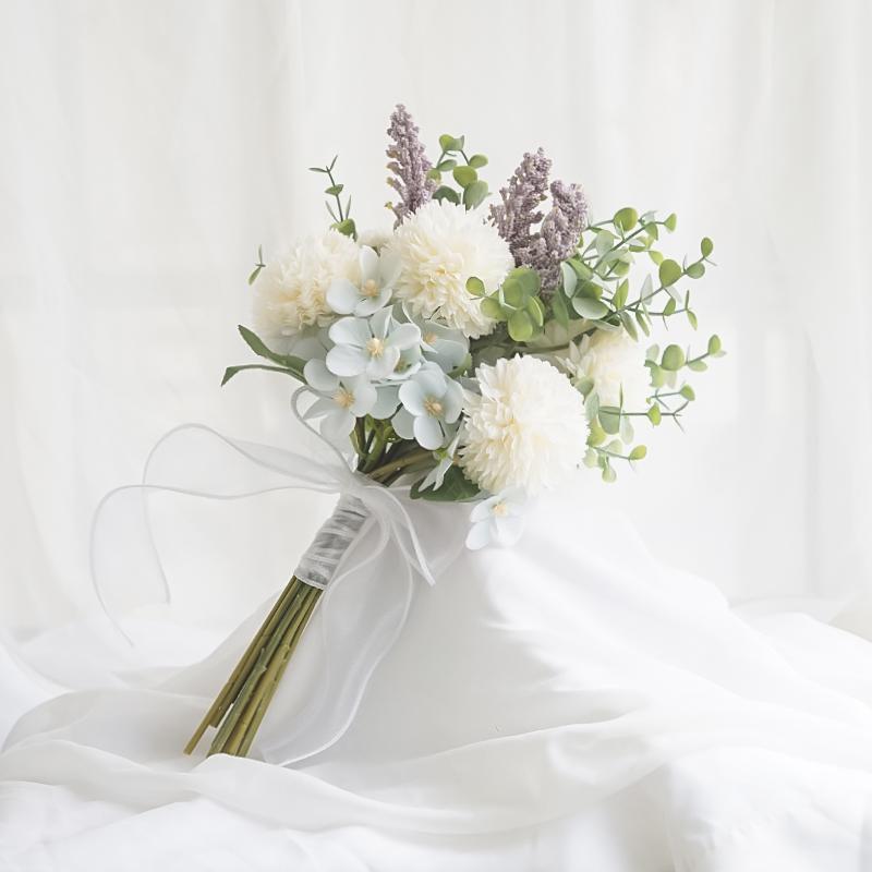 Bouquet Sposa Eucalipto Stile Foresta - Composizione Floreale Artificiale a Mano per Matrimoni & Arredo Casa