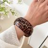 Round Leopard Pattern Bangle Fashion Snake Pattern Hand Ring Wooden Bracelet Daily