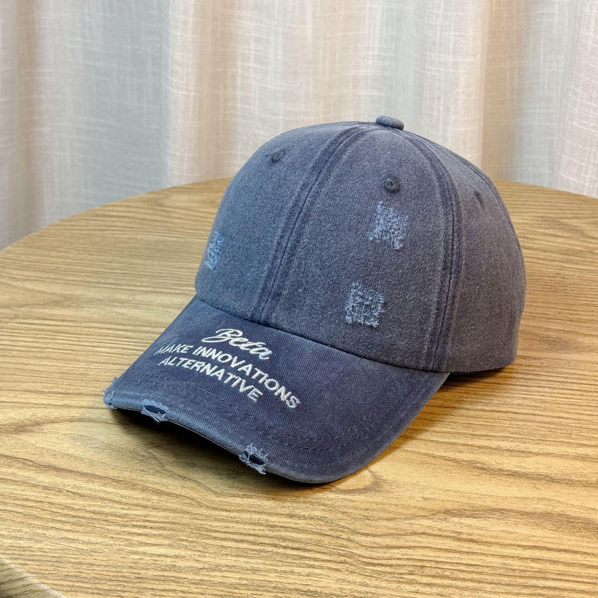 

Distressed vintage baseball cap for women, trendy hip-hop versatile soft-top curved brim baseball cap, new style hat for men Adult54-60Adjustable темно-синього кольору