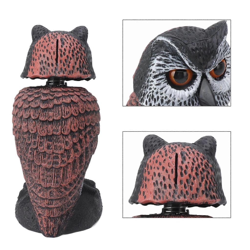 Fake Owl Decoys for Outdoor, Realistic Design Pest Repellent, Hand Painted Non Fading Color Bird Deterrents, Shake Head Design for Garden Protection,