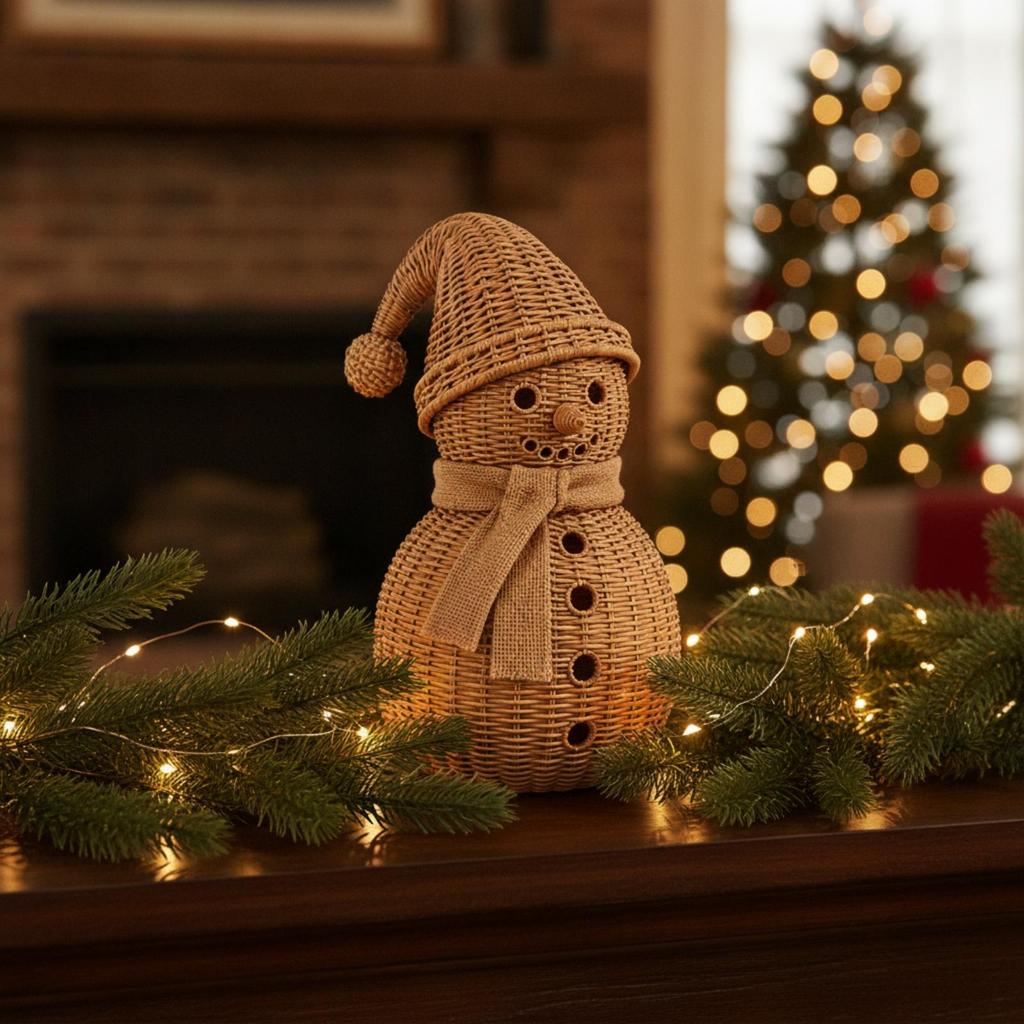 Figurine Bonhomme de Neige en Résine Ornements Cosy Détaillés pour Étagère