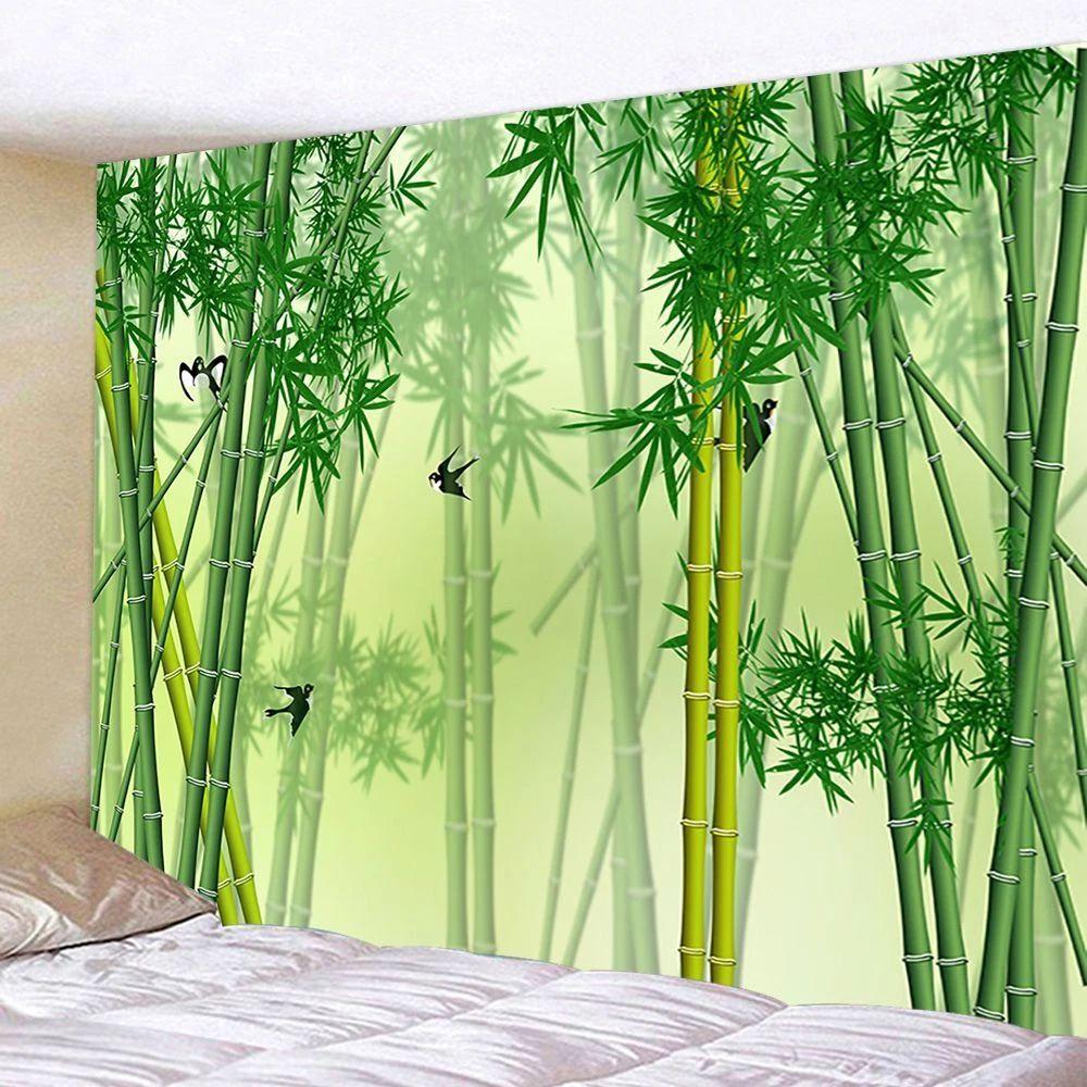 Tapestry bird on the wall of green bamboo forest 75x100