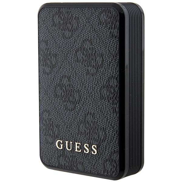 Powerbank 18W Guess 10000mAh 4G Skórzany Metalowe Logo Czarny