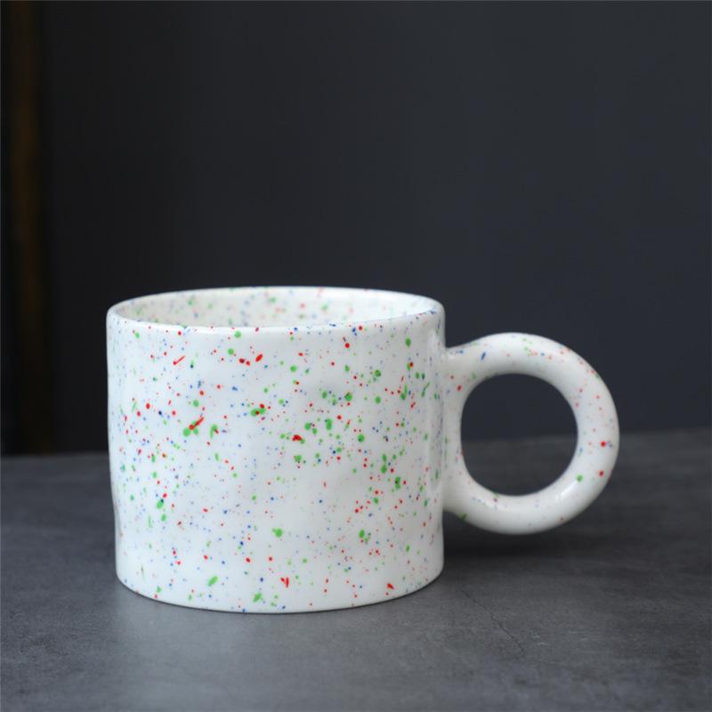 Chubby Ceramic Creative Water Cup Korean Ink Splashing Breakfast Ceramic Couple Cup Personalized Coffee Cup
