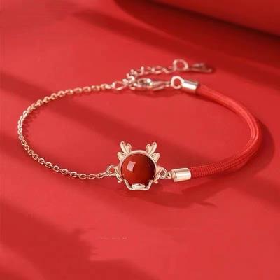 Tendências Nacionais do Ano Doze do Zodíaco da Nação Bonito Dragão Bonito Pulseira de Corda Vermelha Colar Pingente Feminino Luz Anel de Luxo Brincos