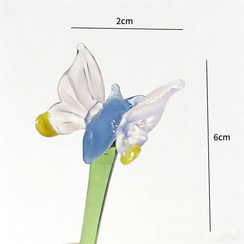 Handcrafted Floral Sculpture Hand-blown Glass Flower Bouquet Vase Mini Floral Decoration For Home Room Handmade Simulation