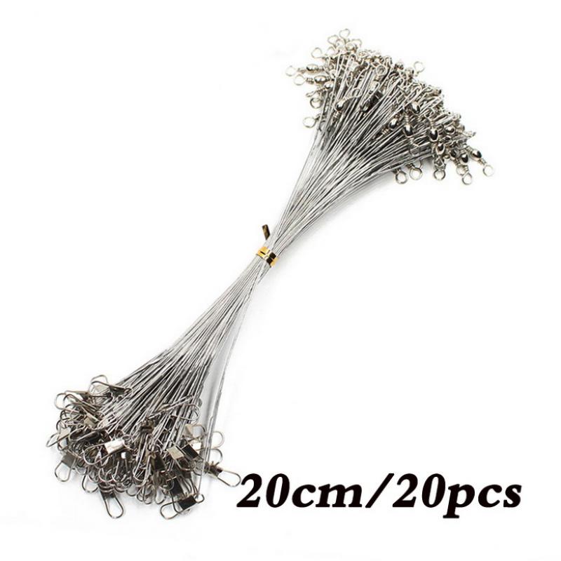 20PCS 10CM-30CM Anti Bite Steel Fishing Line Steel Wire Leader With Swivel Fishing Accessory Lead Core Leash Fishing Wire