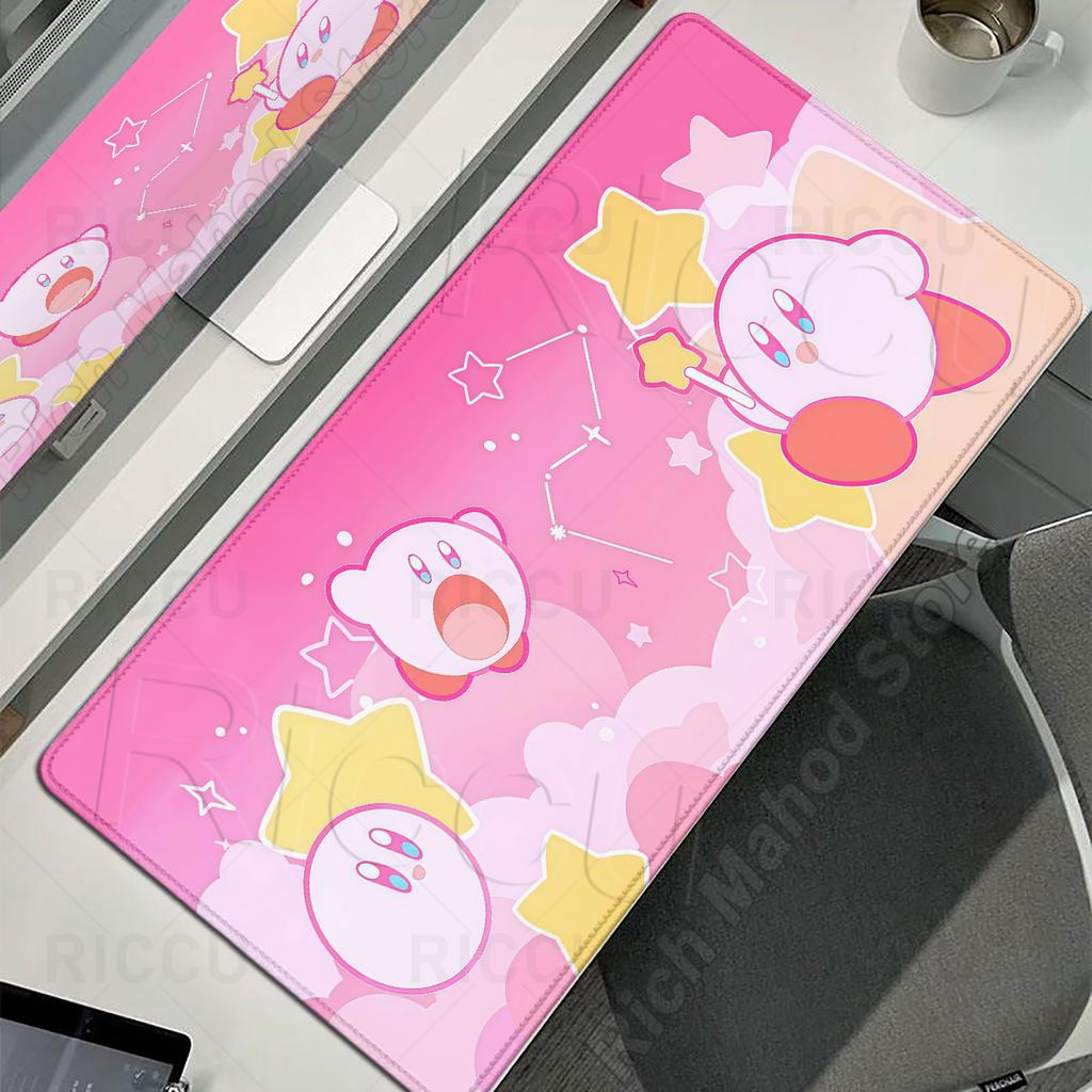 Tappetini per Mouse Laptop Esteso Pad Protettivo Tavolo da Gioco per Computer Tappetino da Scrivania Cartone Animato K-Kirby Accessori PC Tastiera Grande Antiscivolo Tappetino da Scrivania