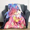 Bee and PuppyCat Flannel Blanket, High quality Comfortable for All Seasons, Home Decor, Warmth and Comfort