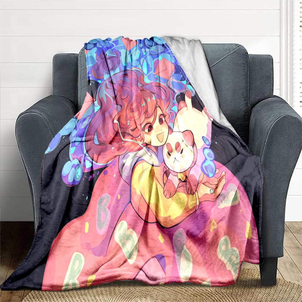 Bee and PuppyCat Flannel Blanket, High quality Comfortable for All Seasons, Home Decor, Warmth and Comfort